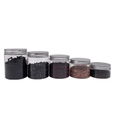 100ml 200ml 300ml 500ml 4oz 8oz Clear Amber Black Pet Plastic Cosmetic Cream Jar with Plastic Aluminum Lids